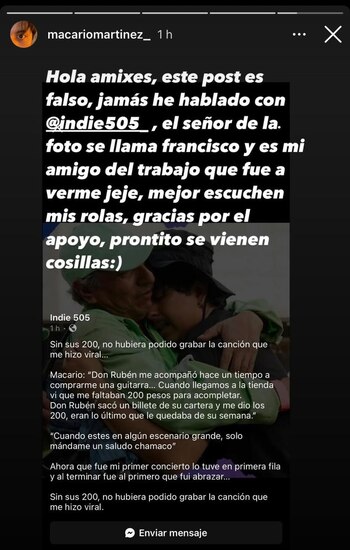 El cantautor desmintió la versión