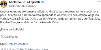 Abelardo de la Espriella acusó a líderes y exfuncionarios de intervenir en procesos electorales regionales - crédito @ABDELAESPRIELLA/X