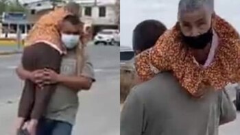 Hombrea cargó a su madre