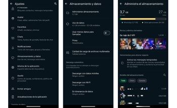 En el menú de almacenamiento de WhatsApp se puede ver que chats ocupan mayor espacio. (WhatsApp)