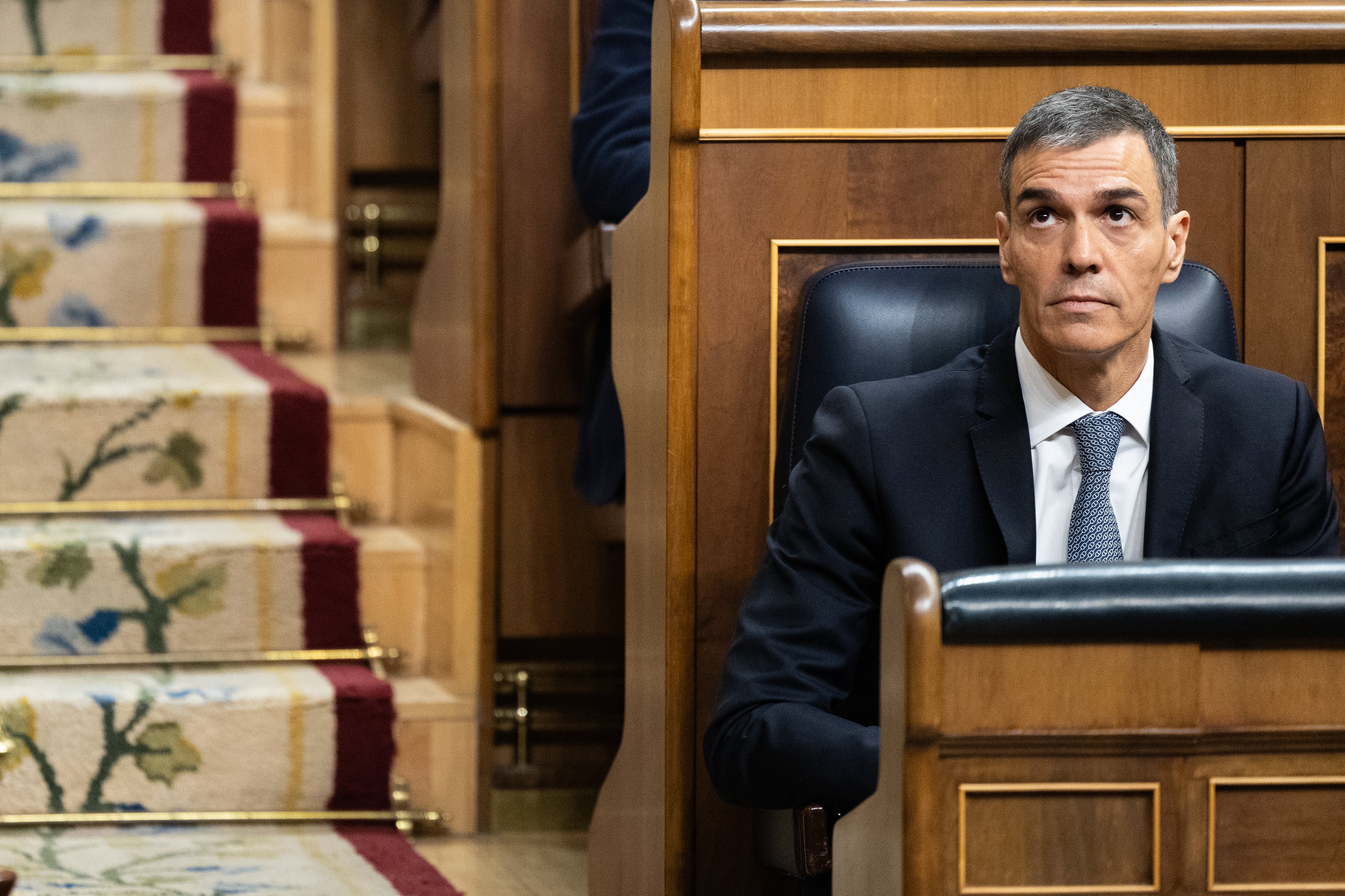 El presidente del Gobierno, Pedro Sánchez, durante una sesión de control al Gobierno en el Congreso de los Diputados (Ananda Manjón / Europa Press)