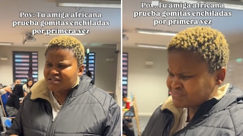 Joven africana prueba dulces mexicanos