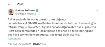 Enrique Peñalosa destacó las obras