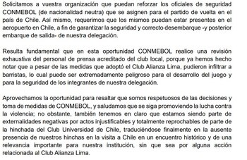 Parte del pronunciamiento de Alianza