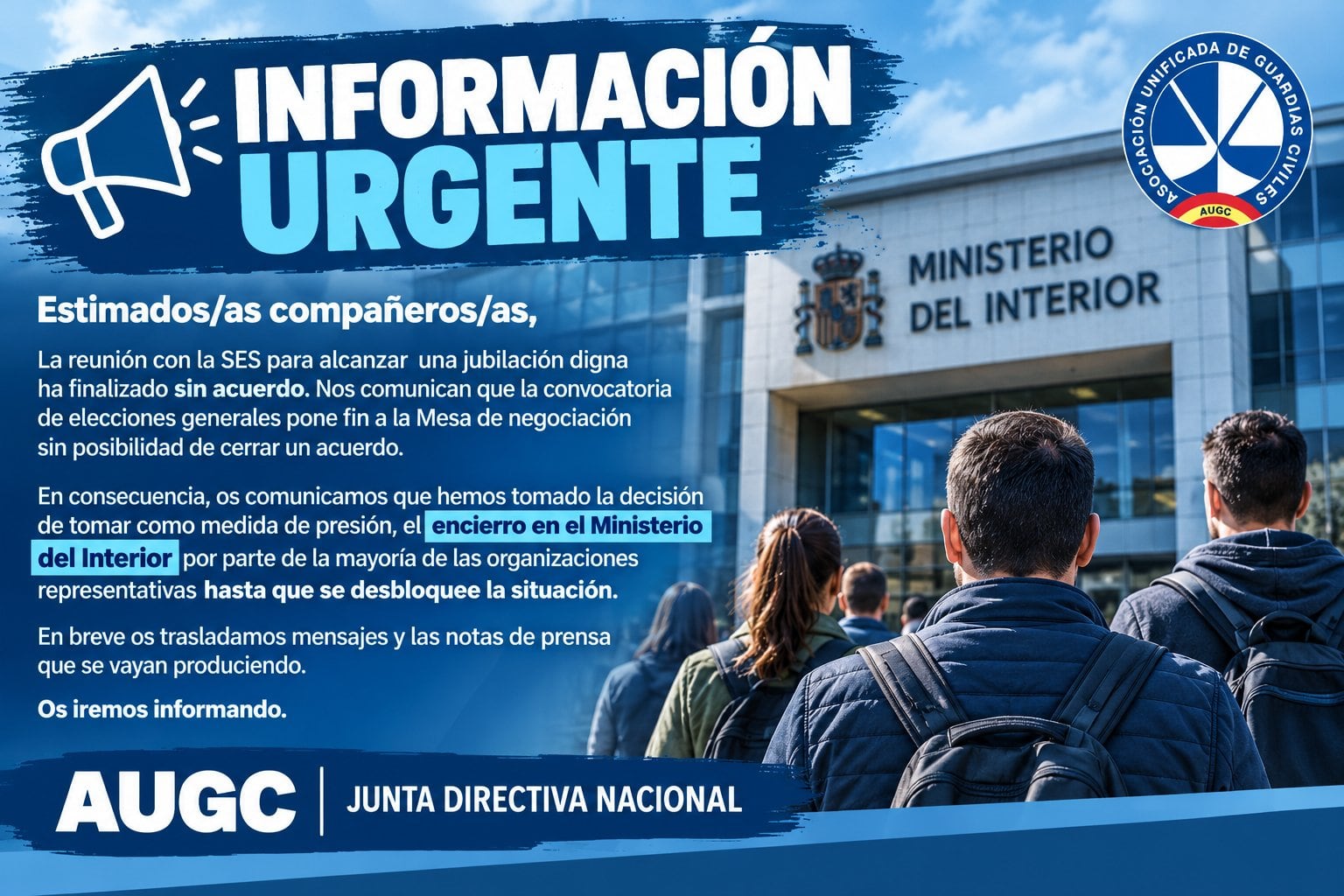 Imagen difundida por los sindicatos de policías y guardias civiles en redes sociales.