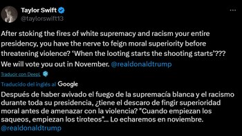 En 2020, Swift condenó el