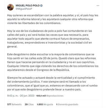 “Que se aquiete o lo