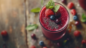Jugo de frutos rojos con