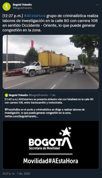 Reporte de la cuenta Bogotá