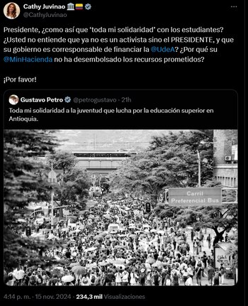 Cathy Juvinao hizo reclamos a