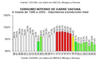 Consumo de carne vacuna en Argentina. Evolución del consumo de carne vacuna.