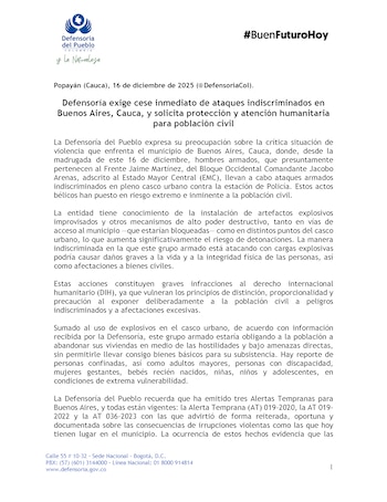 La Defensoría del Pueblo hizo