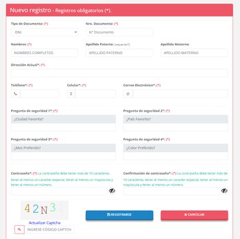 Proceso para crear cuenta y