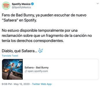 Spotify confirmó que "Safaera" ya
