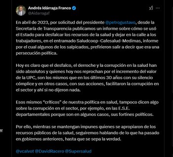 El secretario Idárraga recordó que,