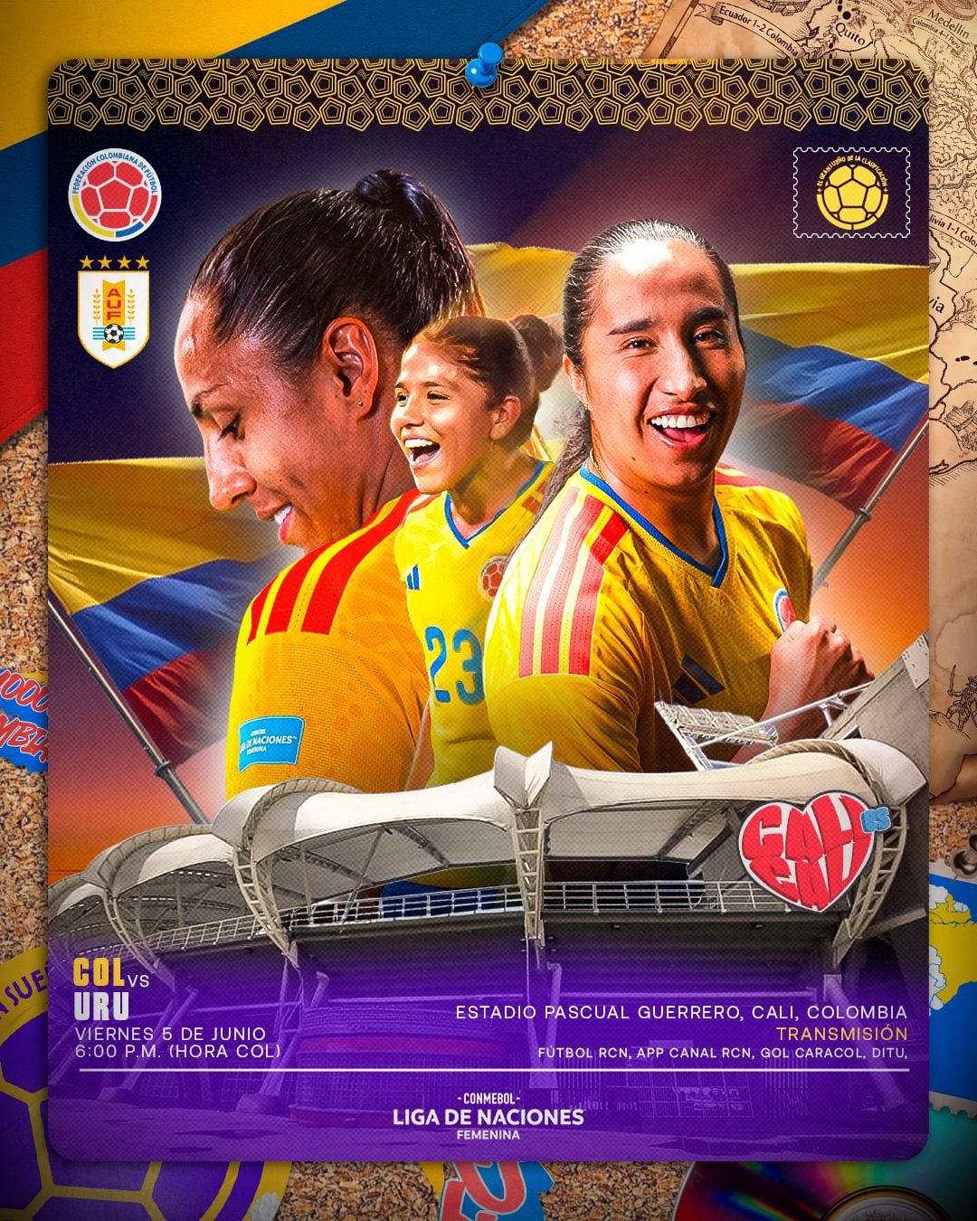 Mayra Ramírez, Gabriela Rodríguez y Manuela Vanegas, las protagonistas de la Tricolor-crédito @FCFSeleccionCol/X