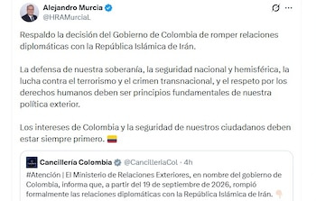 El exrepresentante Alejandro Murcia respaldó la decisión y señaló que la política exterior debería priorizar asuntos como la soberanía - crédito @HRAMurciaL/X
