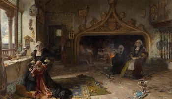 'La reina doña Juana la Loca, recluida en Tordesillas con su hija, la infanta doña Catalina', de Francisco Pradilla (Wikimedia Commons)