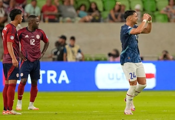El delantero de Paraguay Ramón Sosa reacciona después de anotar un gol durante la segunda mitad contra Costa Rica en el Q2 Stadium durante la última Copa América disputada en los Estados Unidos (Crédito obligatorio: Scott Wachter-USA TODAY Sports)
