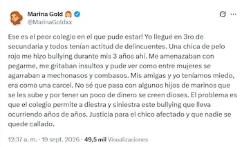 La streamer afirmó que recibió amenazas e insultos durante su etapa como alumna de la institución.