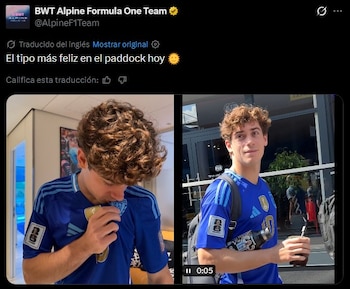 El posteo de Alpine sobre la felicidad de Colapinto en Bélgica (@AlpineF1Team)