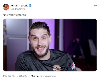 Adrián Marcelo anunció su regreso