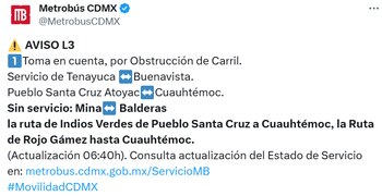 Avance en tiempo real de las diversas líneas de la red de transporte público capitalino.