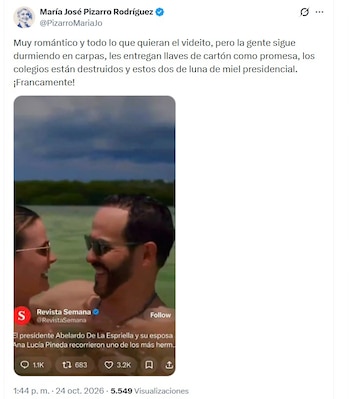 María José Pizarro criticó la difusión de las imágenes y señaló las dificultades que, según sus declaraciones, enfrentan las familias afectadas por el desastre natural - crédito @PizarroMariaJo/X