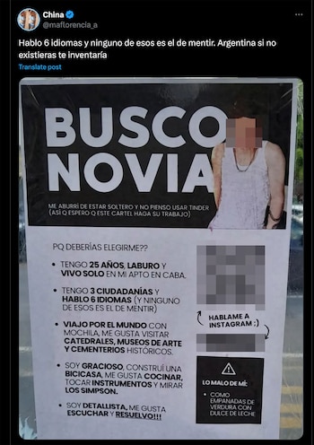 El tuit sobre el cartel