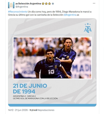 Posteo por el último gol de Maradona en la Selección