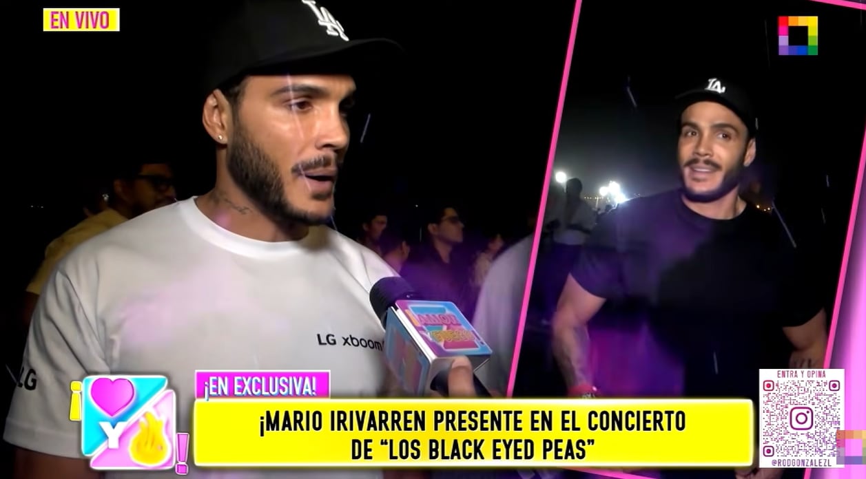 Mario Irivarren responde a las preguntas de un reportero durante un evento nocturno en una transmisión de televisión.