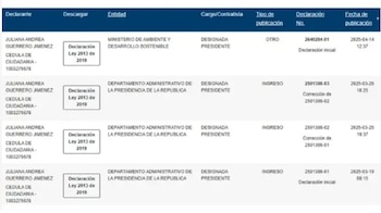 Las cuatro declaraciones más recientes corresponden a nombramientos en calidad de "presidente designado", según los registros de la Función Pública - crédito Función Pública
