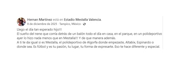 La publicación en Facebook del