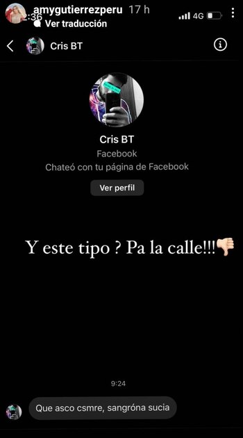 Usuario insulta a Amy Gutiérrez.