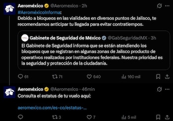 Aeroméxico también emitió un aviso