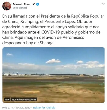 Marcelo Ebrard compartió un tuit