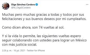 El mensaje de Olga Sánchez