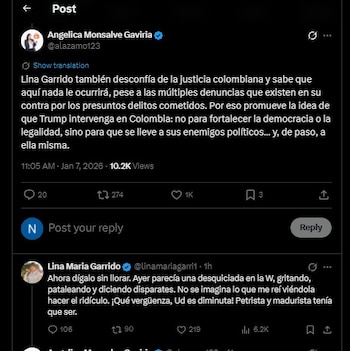 Angélica Monsalve respondió al mensaje