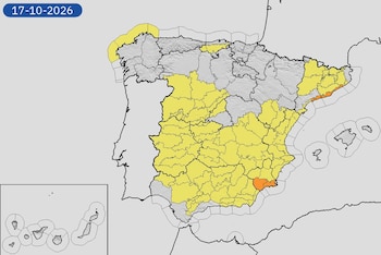 Avisos de la Aemet por la DANA Adam el sábado 17 de octubre de 2026. (Aemet)