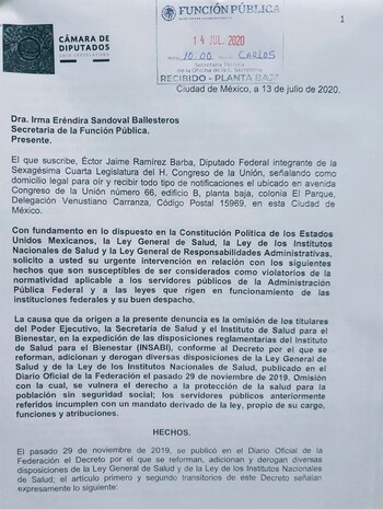 La queja de Ramírez Barba