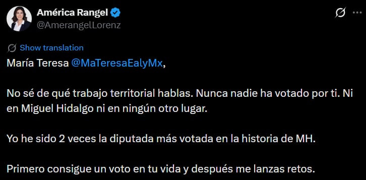 Respuesta de América Rangel.
