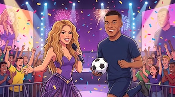 Shakira asistió al partido entre Francia y Marruecos en Boston acompañada de sus hijos Milan y Sasha, y reveló un detalle sobre Kylian Mbappé - crédito Visuales IA ScribNews @shakira/Instagram y captura de pantalla Shakira/YouTube