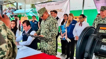 Rosa Icela Rodríguez reconoció el trabajo de los militares para impulsar los programas sociales.
Crédito: Gobierno de México.