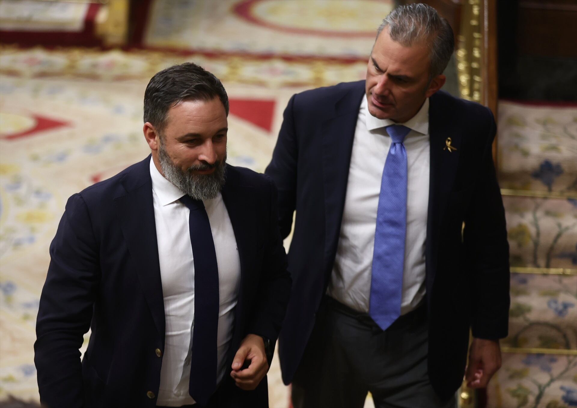 El presidente de Vox, Santiago Abascal, y el entonces secretario general de Vox, Javier Ortega Smith (Eduardo Parra / Europa Press)