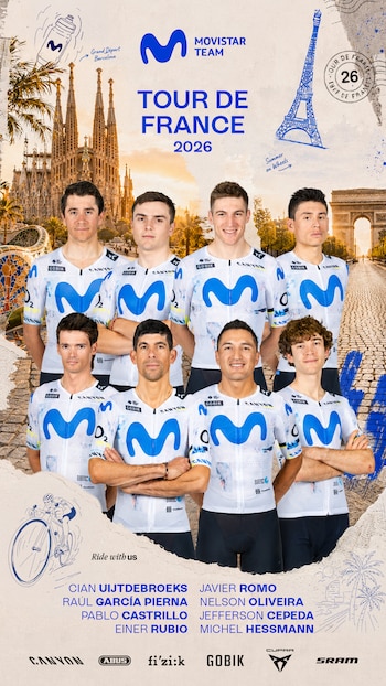 Einer Rubio asumirá un rol en la alta montaña para respaldar a Cian Uijtdebroeks en las etapas más exigentes del Tour de Francia-crédito @Movistar_Team/X