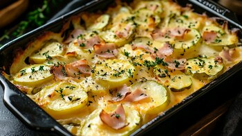 Chayotes rellenos de jamón y