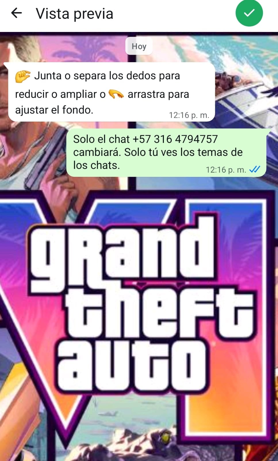 Cada conversación individual o grupal puede tener una imagen diferente como fondo de pantalla. (Foto: WhatsApp)