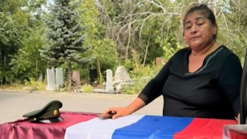Silvia Ramos viajó hasta Rostov para localizar los restos de su esposo, quien murió después de terminar vinculado con la guerra entre Rusia y Ucrania. Captura de pantalla de DNews