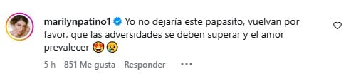 Marilyn Patiño pidió la reconciliación de la expareja en los comentarios de la publicación de J Balvin, siendo cuestionada masivamente - crédito @jbalvin/Instagram