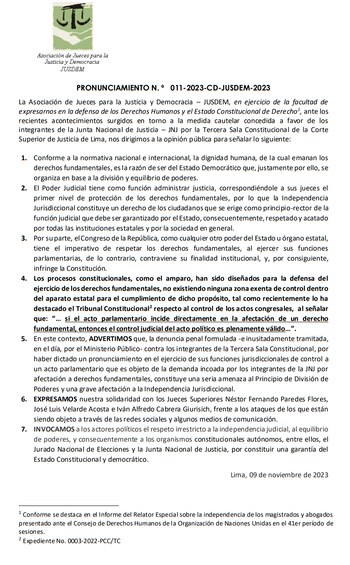 Comunicado de la JUSDEM sobre